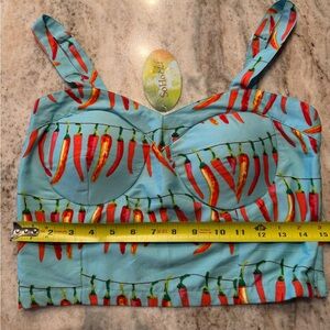 Soho Blue and Yellow spicy pepper Crop Top